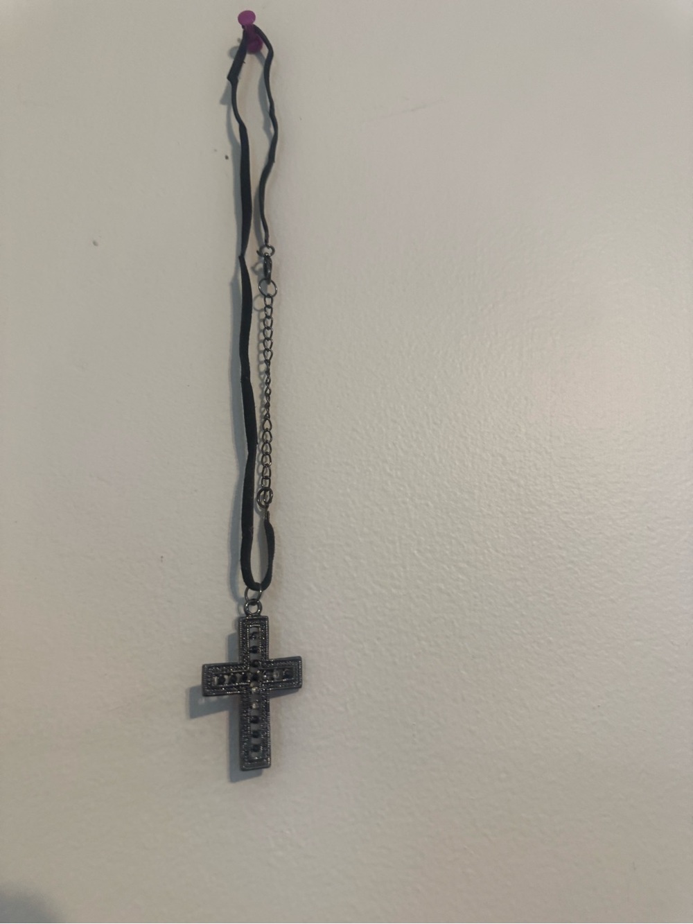 Black Cross Pendant Necklace with Chain